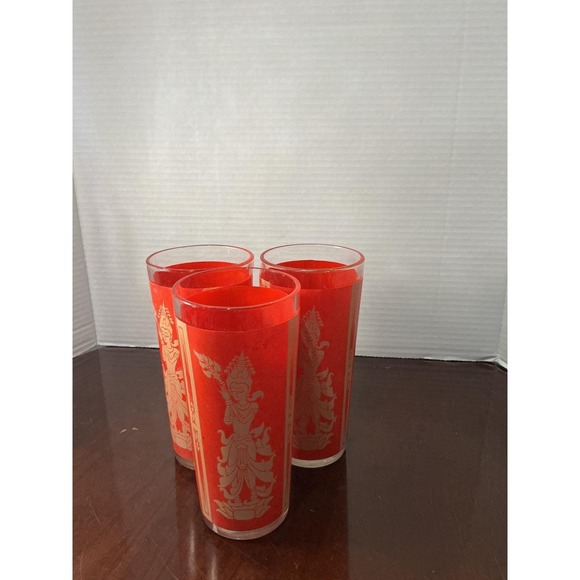 vintage 1960s Culver highball glasses in the "Thai Goddess"or "Mandalay" pattern - Picture 10 of 10
